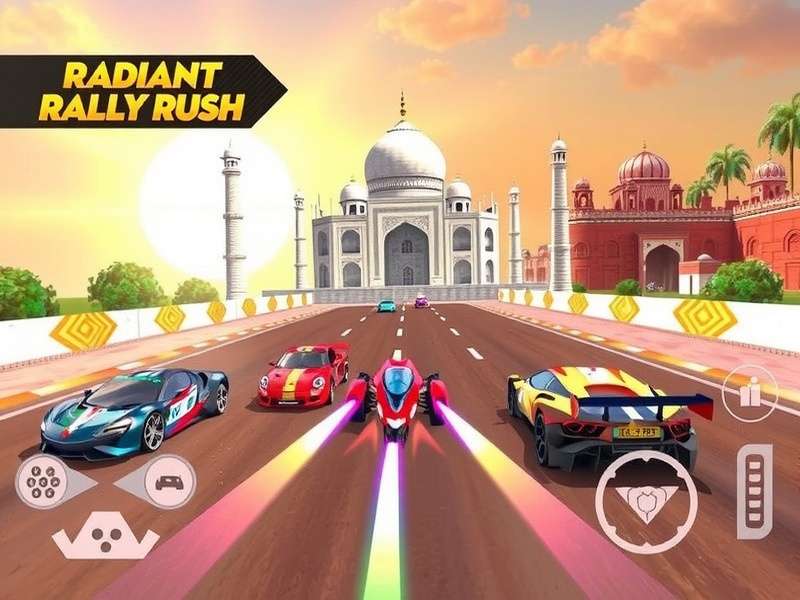 Radiant Rally Rush Game Cover - Futuristic Racing in India